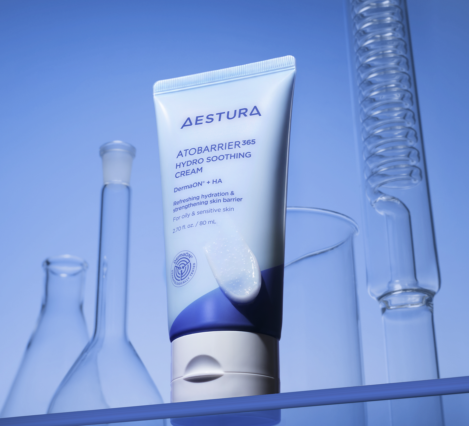 Close-up of Aestura Atobarrier365 Cream with ingredient list and product description on packaging