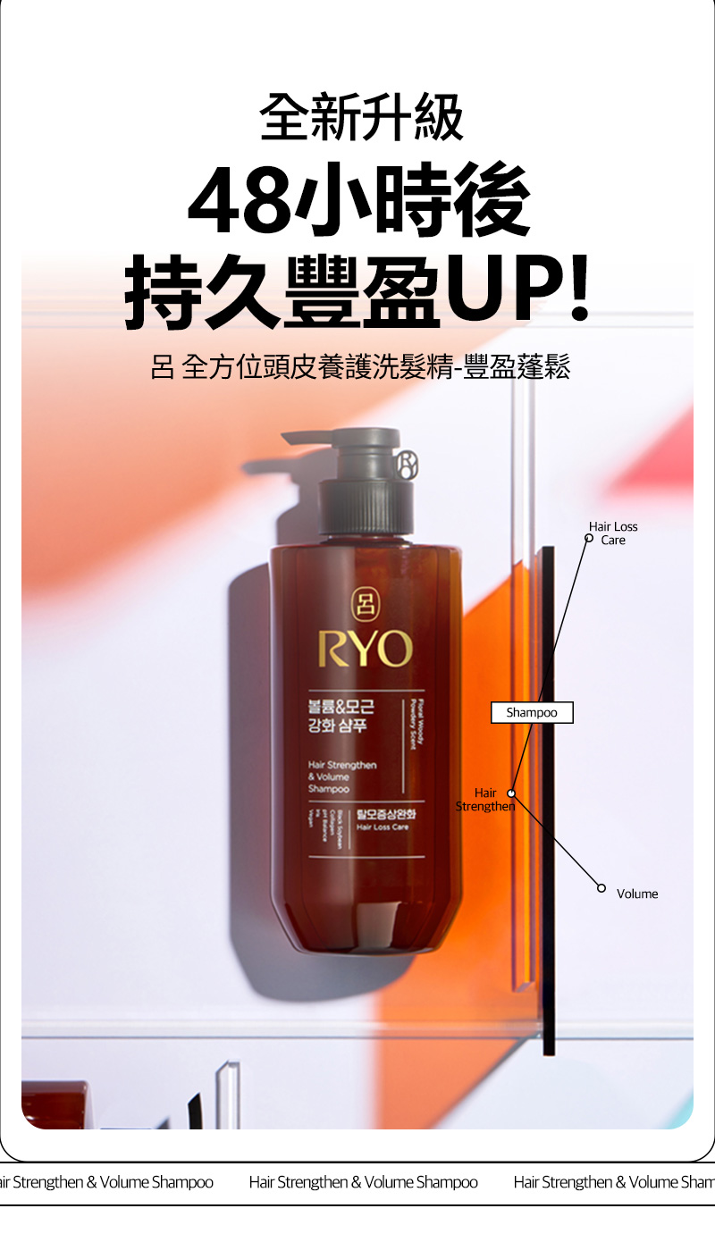 RYO,Taiwan,<p></p>,全新升級,  48小時後, 持久豐盈UP!,  呂 全方位頭皮養護洗髮精-豐盈蓬鬆,   Hair Loss Care, Shampoo, Hair Strengthen, Volume