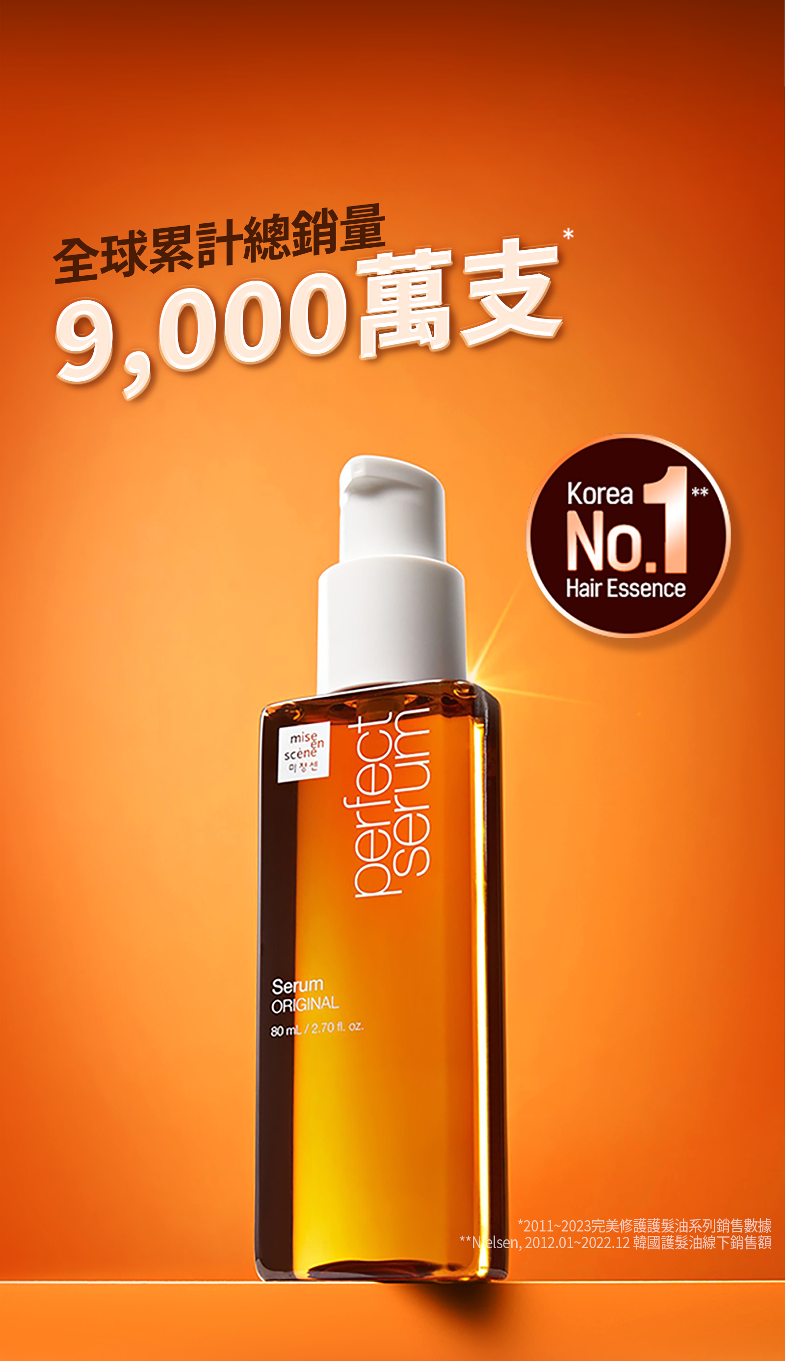 Mise-en-Scene,Hong Kong,,全球累計總銷量 9,000萬瓶