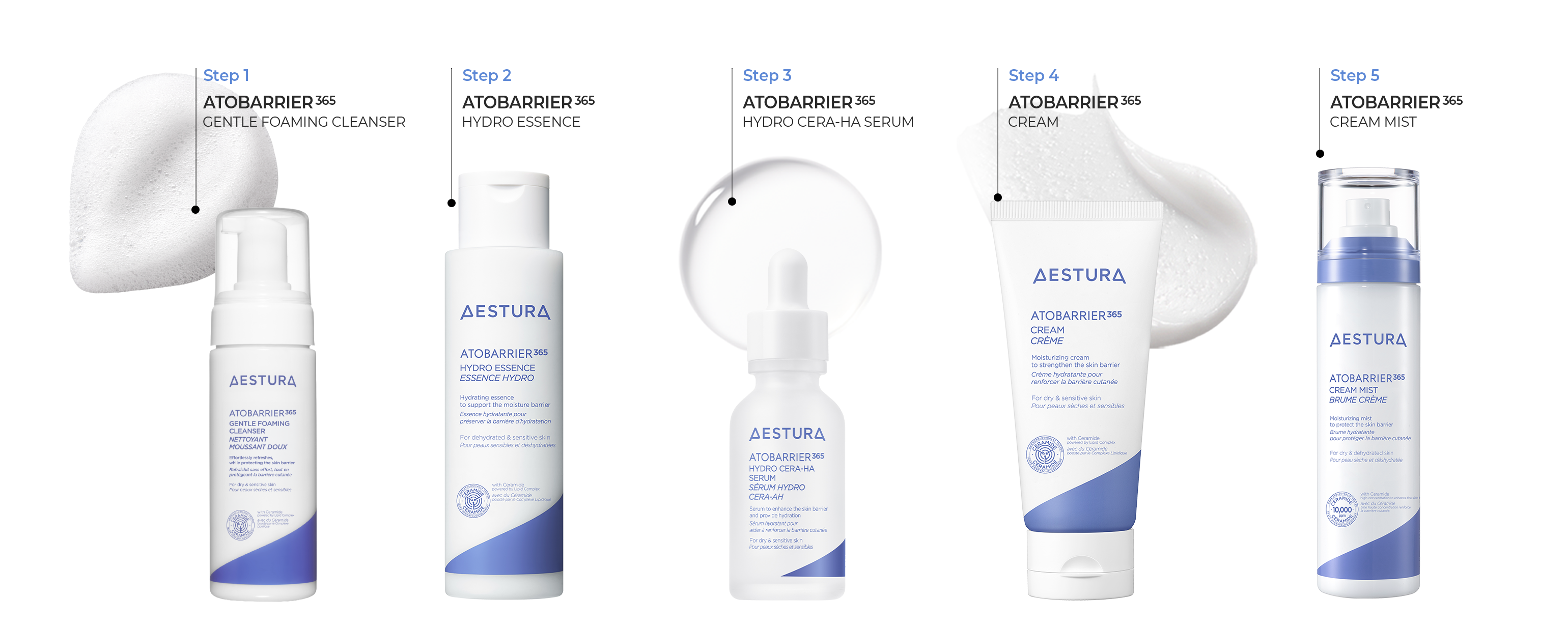 Aestura skincare product lineup image