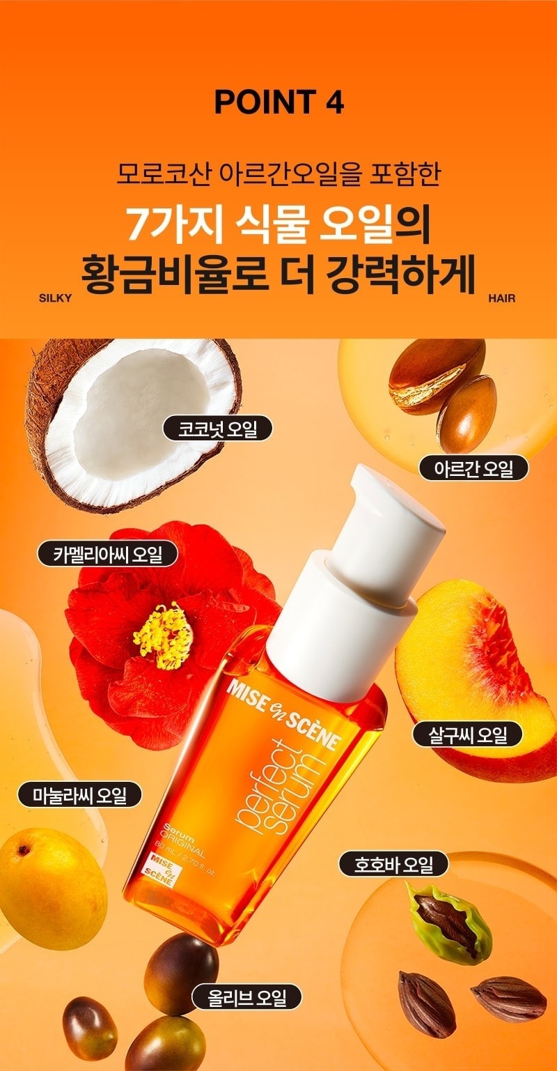 Seven botanical oils illustrated around the serum bottle.