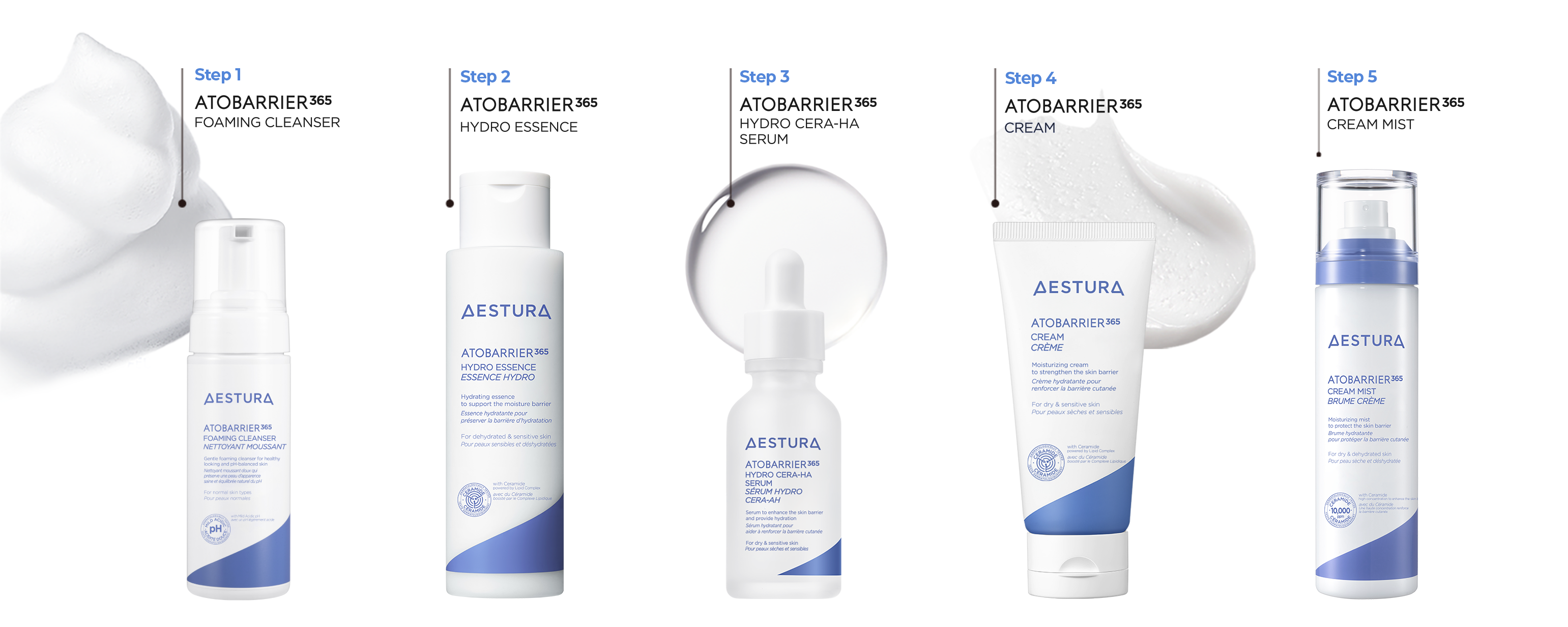 Aestura skincare product lineup image