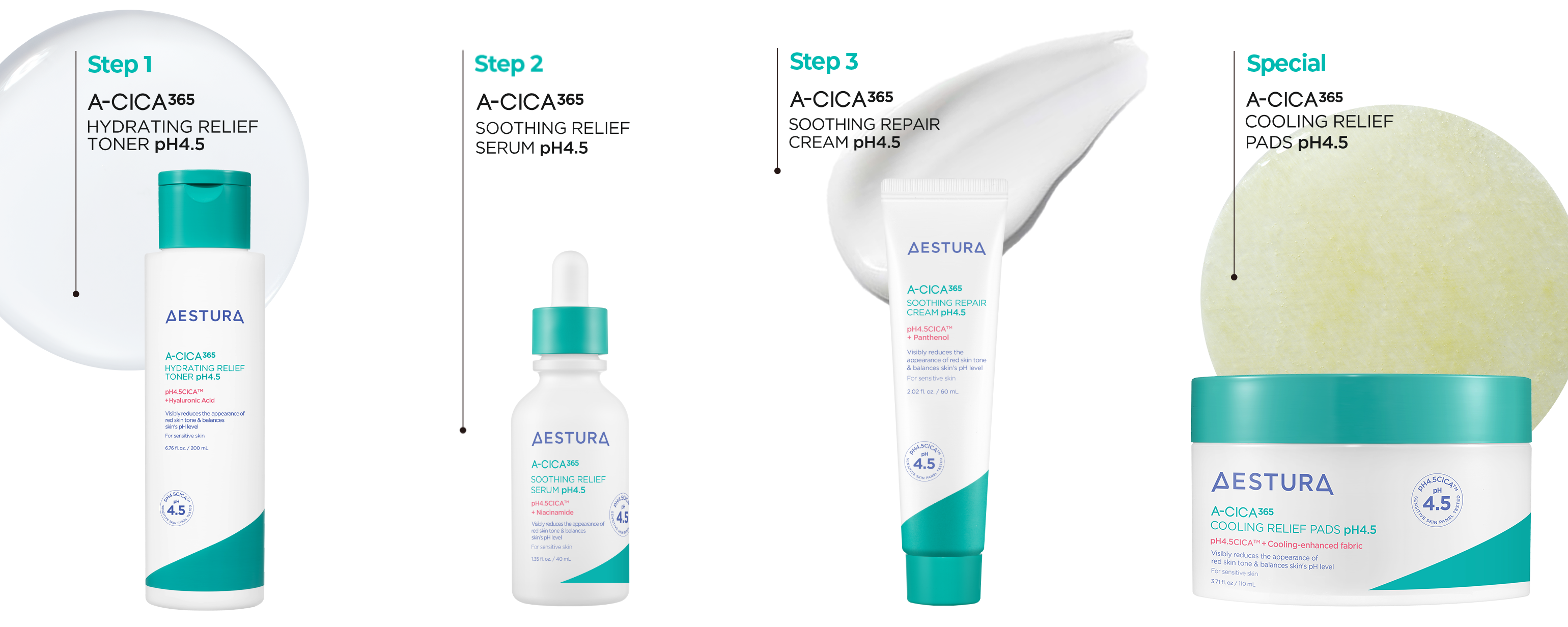 Aestura skincare product lineup image