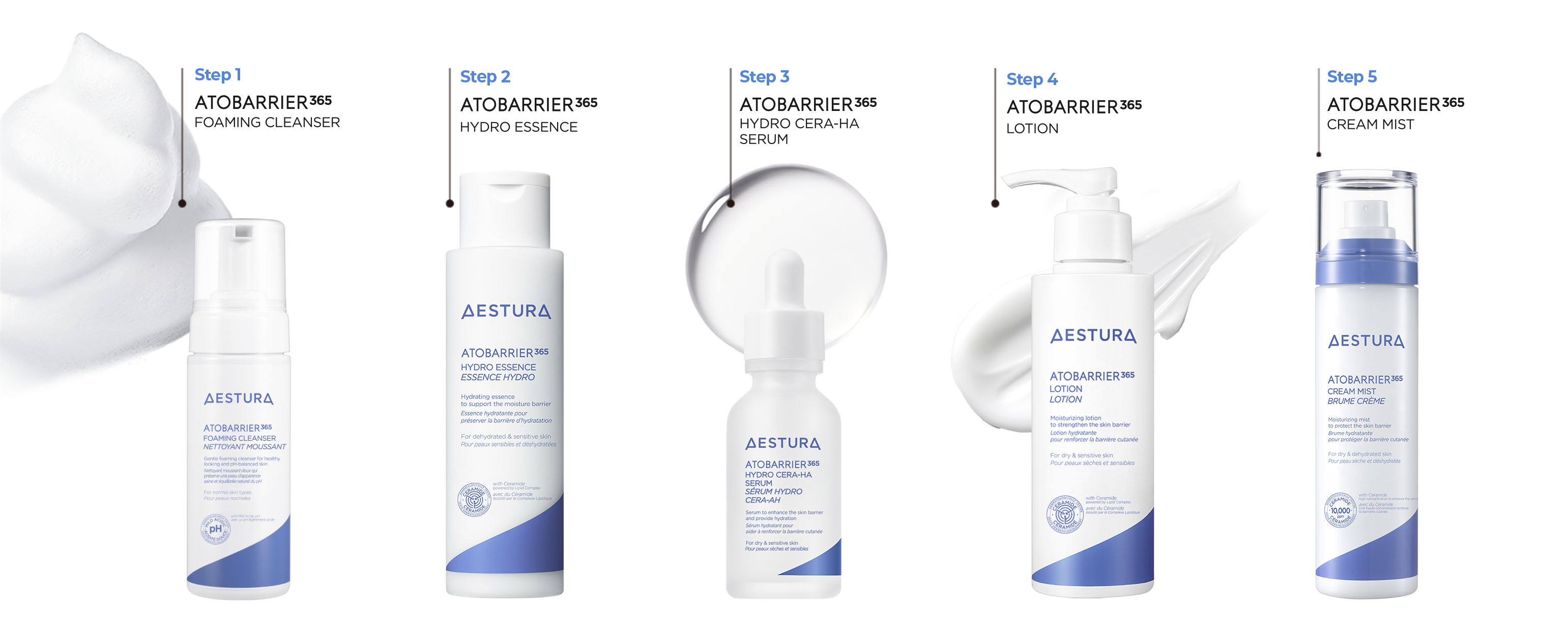 Aestura skincare product lineup image