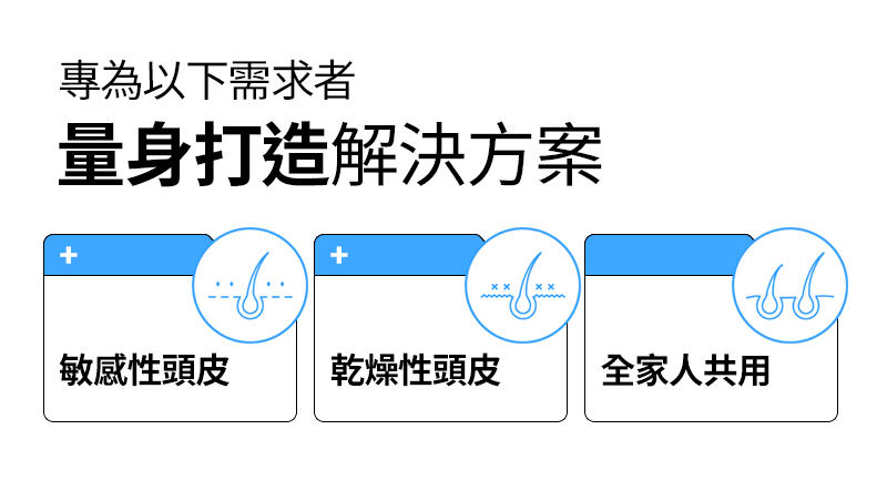 RYO,Taiwan,<p></p>,專為以下需求者, 量身打造解決方案,   敏感性頭皮, 乾燥性頭皮, 全家人共用