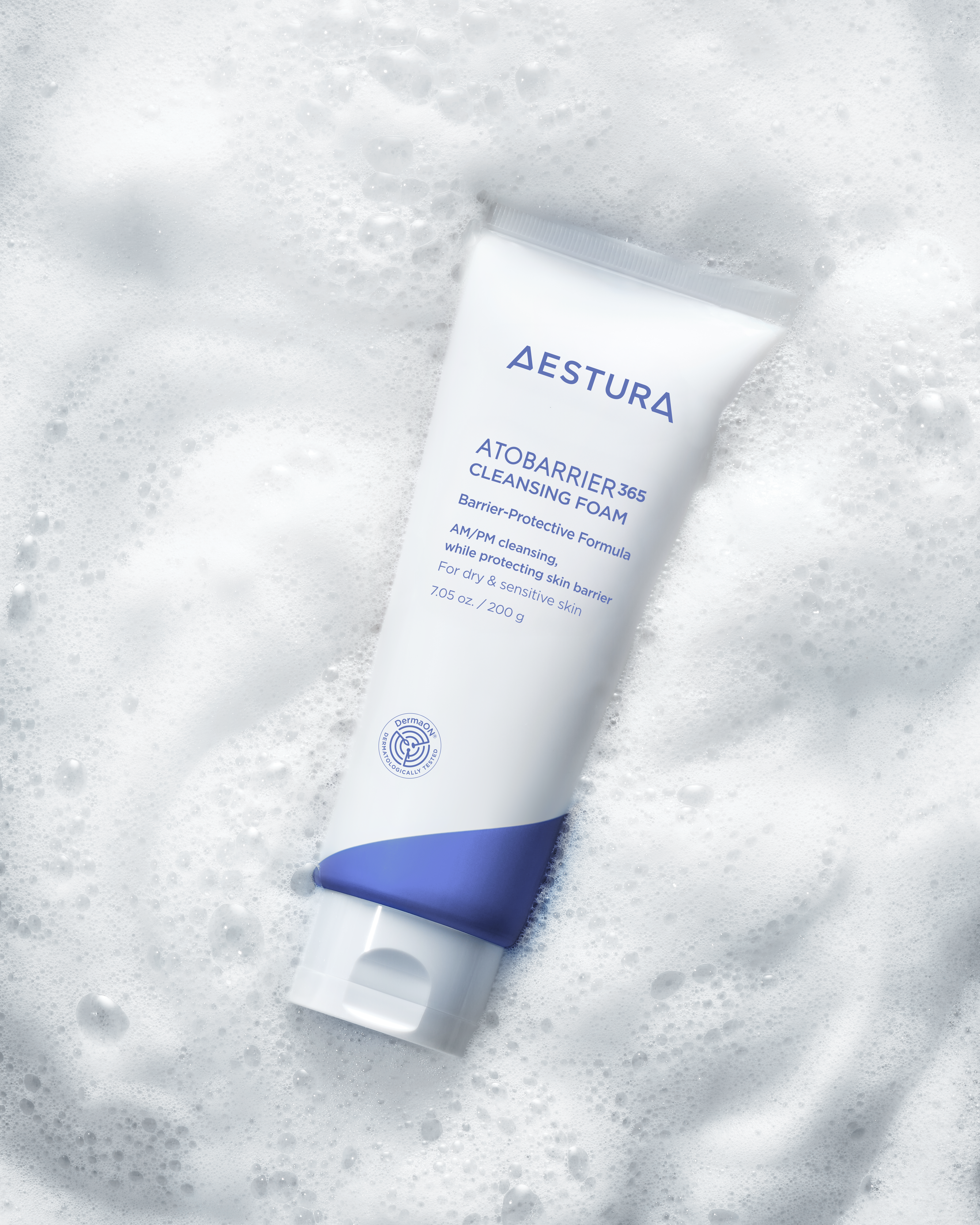 Close-up of Aestura Atobarrier365 Cream with ingredient list and product description on packaging