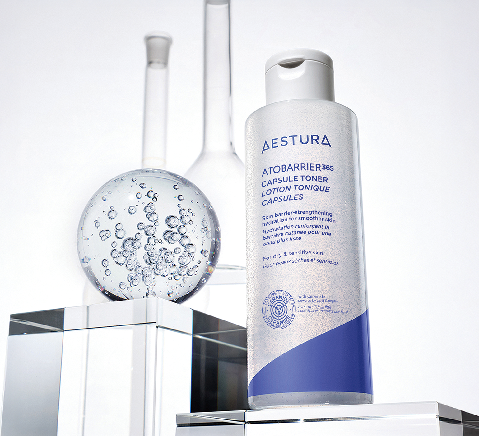 Close-up of Aestura Atobarrier365 Cream with ingredient list and product description on packaging
